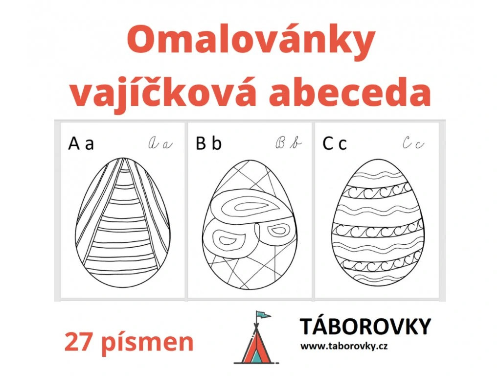 Omalovánky velikonoční vajíčka se schovanými písmenky vhodné pro prvňáčky